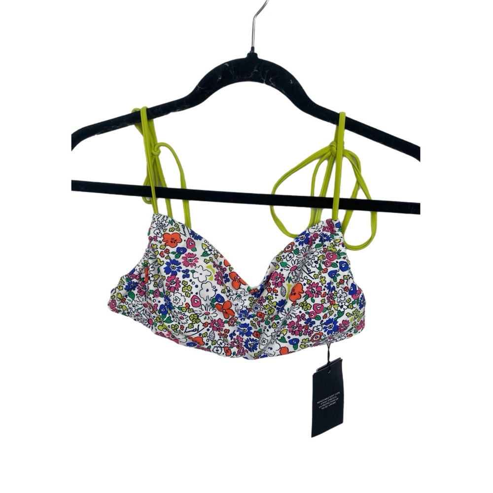 Tommy Hilfiger Womens Padded Floral Bikini Top Multi-colored Size L NWT